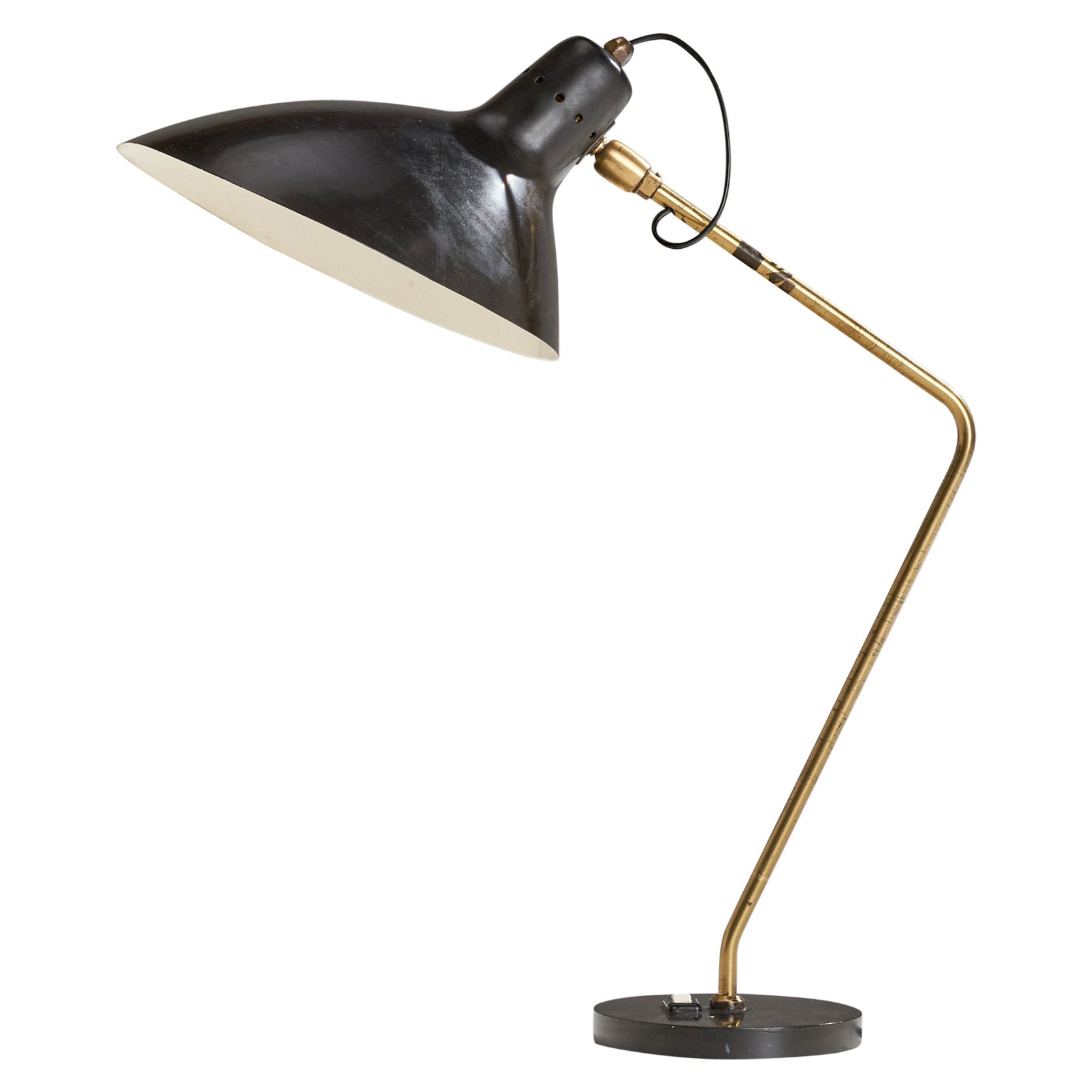 Massimo Vignelli, Table Lamp, Brass, Metal, Italy, 1960s