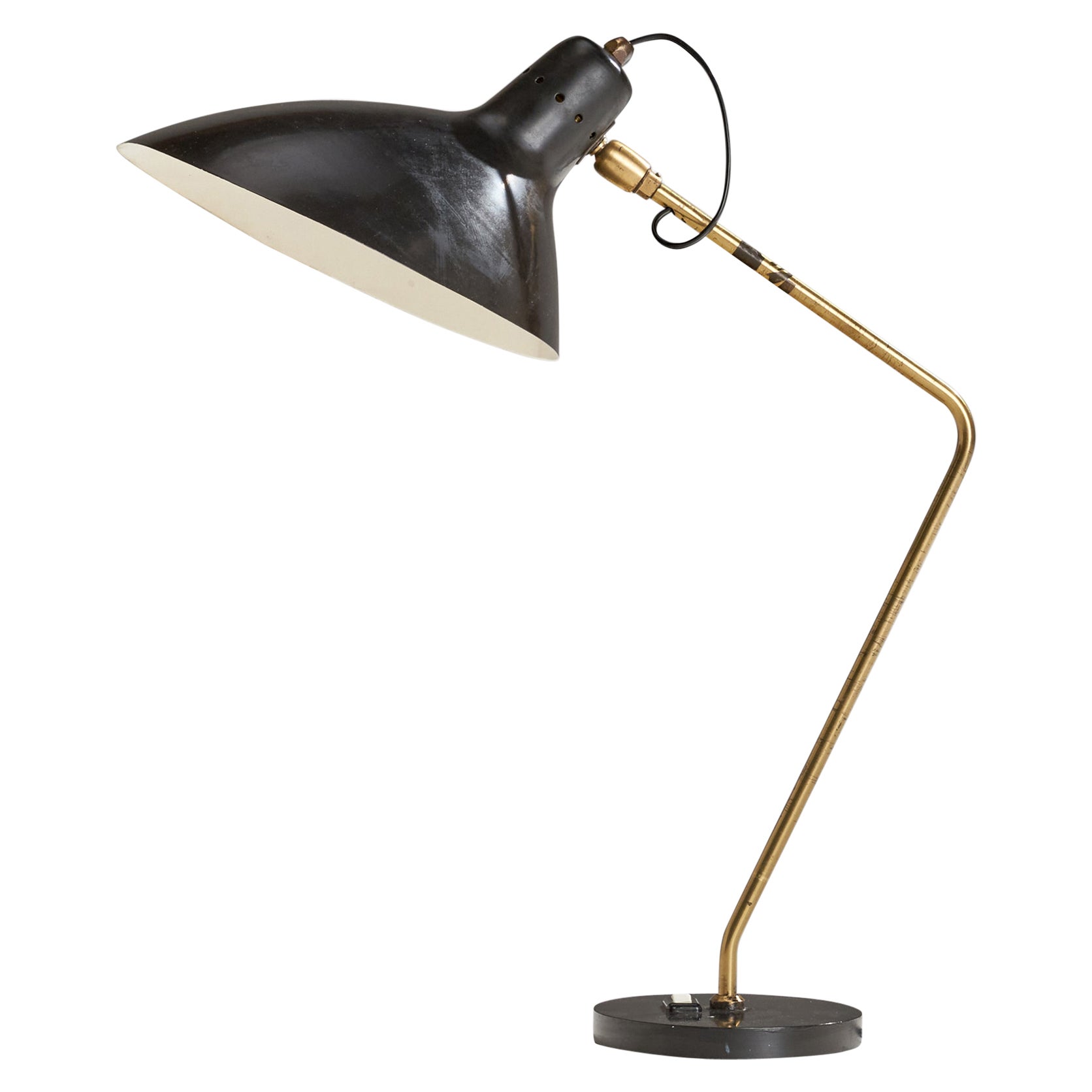 Jacques Biny, Table Lamp, Brass, Metal, France, 1950s