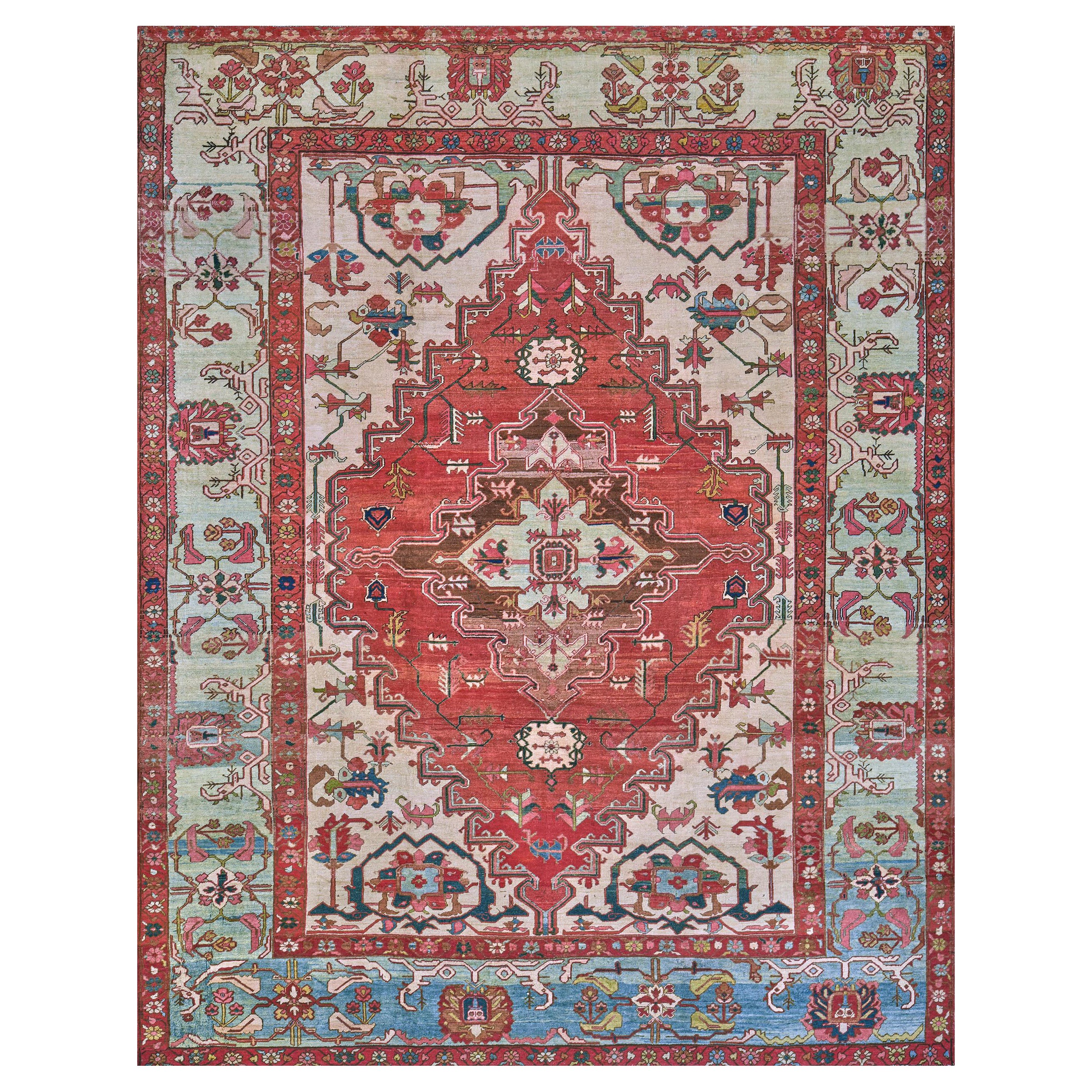 Stunning Antique Traditional Hand-Woven Persian Serapi For Sale