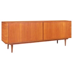 Danish Modern Teak Tambour Door Credenza by Hornslet Mobelfabrik