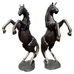 Vintage Pair of Bronze Horse Statues