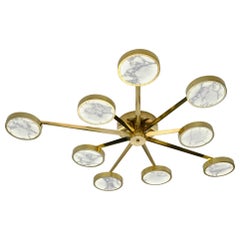 Costellazione Asymmetrical Flush Chandelier Piattelli Design 9-Shades Calacatta