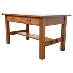Stickley Brothers Style Antique Mission Oak Arts & Crafts Desk or Library Table