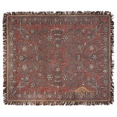 Seltene antike persische Kerman-Stickerei aus Perlen und Silber 2'4" x 2'9"