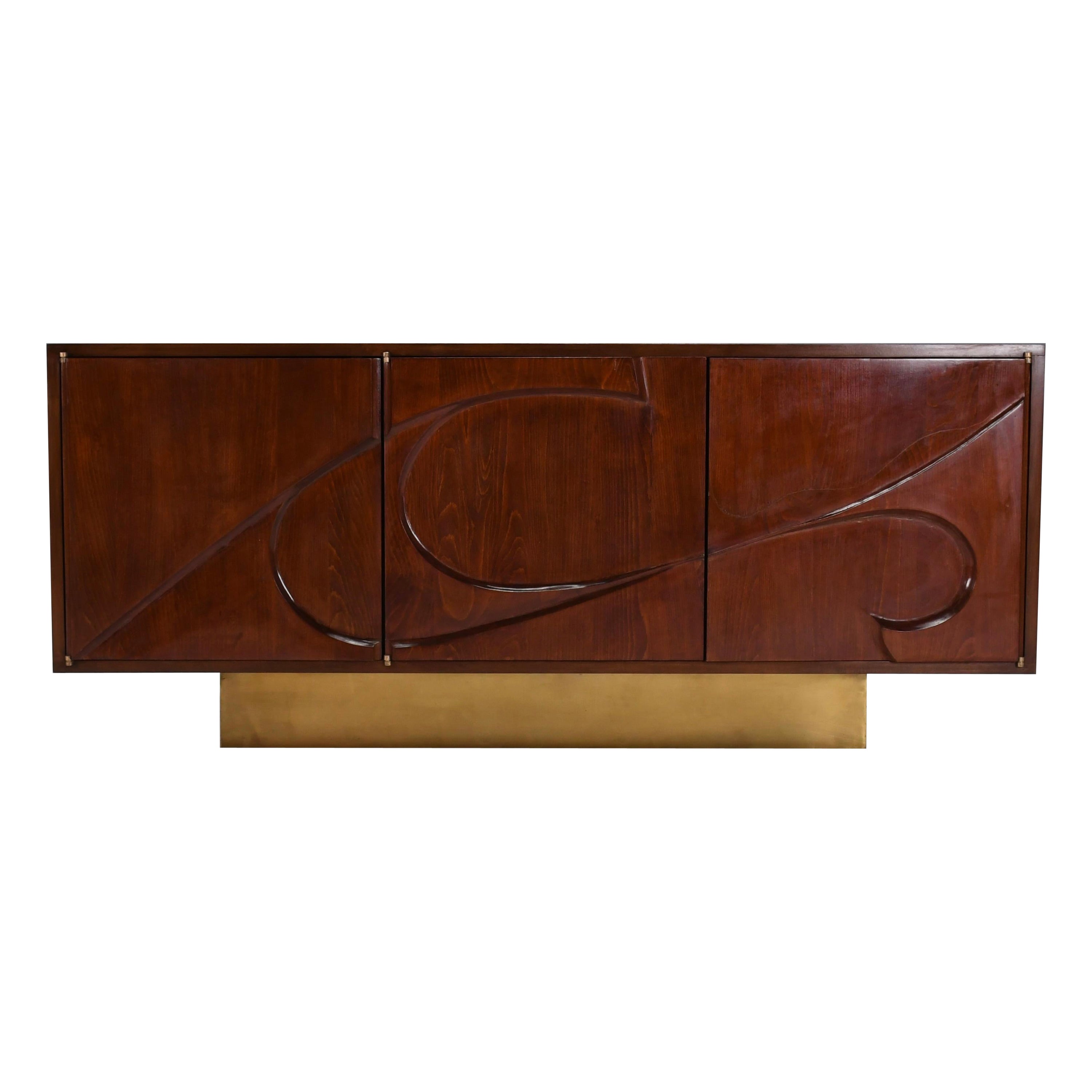 Sculptural Curved Wooden Sideboard in the style of Michael Coffey For Sale