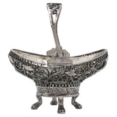 Antique A Silver Filigree Basket, Poland mid-19th Century