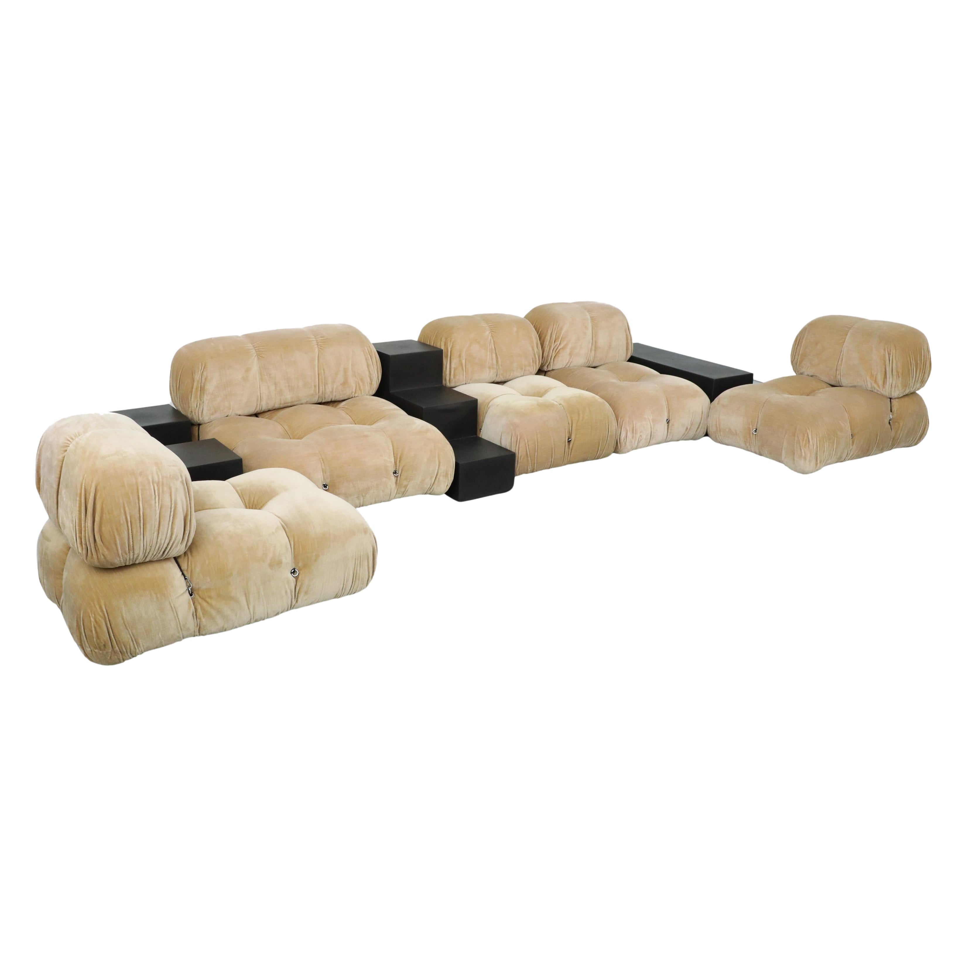 1970s 'Camaleonda' C&B Italia Seven Piece Beige Velvet Sofa Set by Mario Bellini
