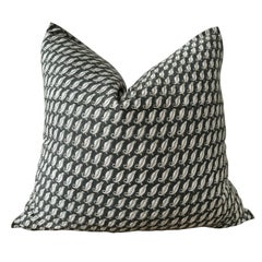 Hand Blocked Linen Pillow with Down Feather Insert