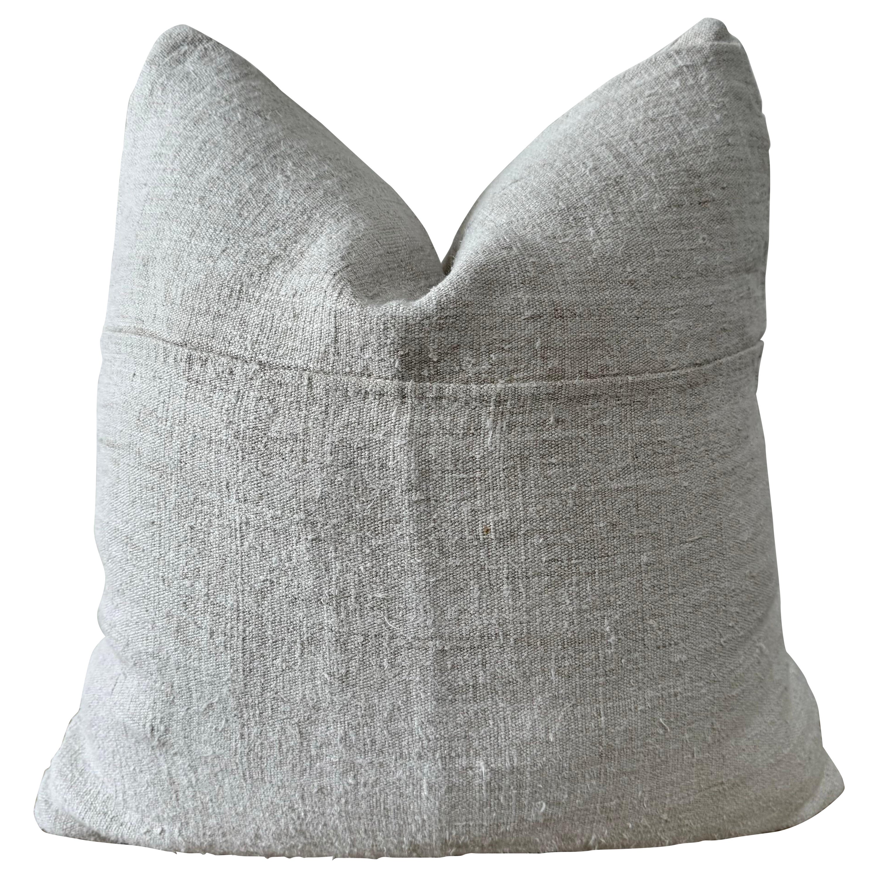Almohada europea vintage de saco de grano con inserto de plumón