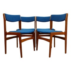 Set di 4 sedie da pranzo d'epoca danese del Mid Century Modern Erik Buch