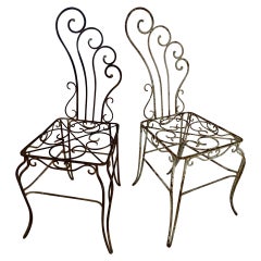 Used Pair of Mid-Century French Iron Garden Chairs