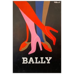 Original Retro French Fashion Poster, 'Bally Tango' by Villemot, 1979