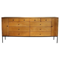 Vintage Paul McCobb "20-Drawer" Maple Dresser With Iron Base for Winchendon, 1950s