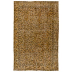 7.5x10.5 Ft Handmade Turkish Rug in Yellow, Modern Overdyed Living Room Carpet