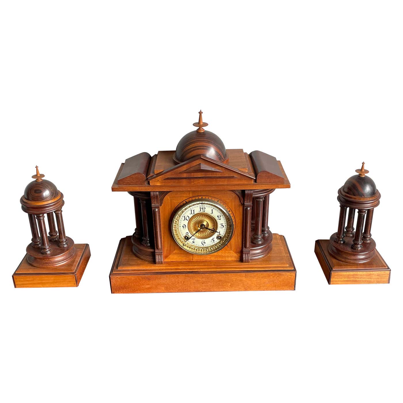 Antique Architectural Design Classical Revival Clock Set with American ...