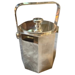1980s Modernist Silver Plated Metal Octagonal Italian Ice Bucket