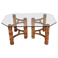 McGuire Organic Modern Coffee Table or Side Table in Bamboo with Leather strap