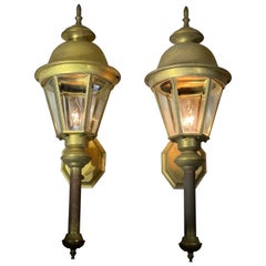 Pair of Vintage Wall Hanging Brass Lantern