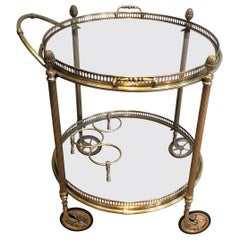 Vintage Round Brass Drinks Trolley by Maison Bagués