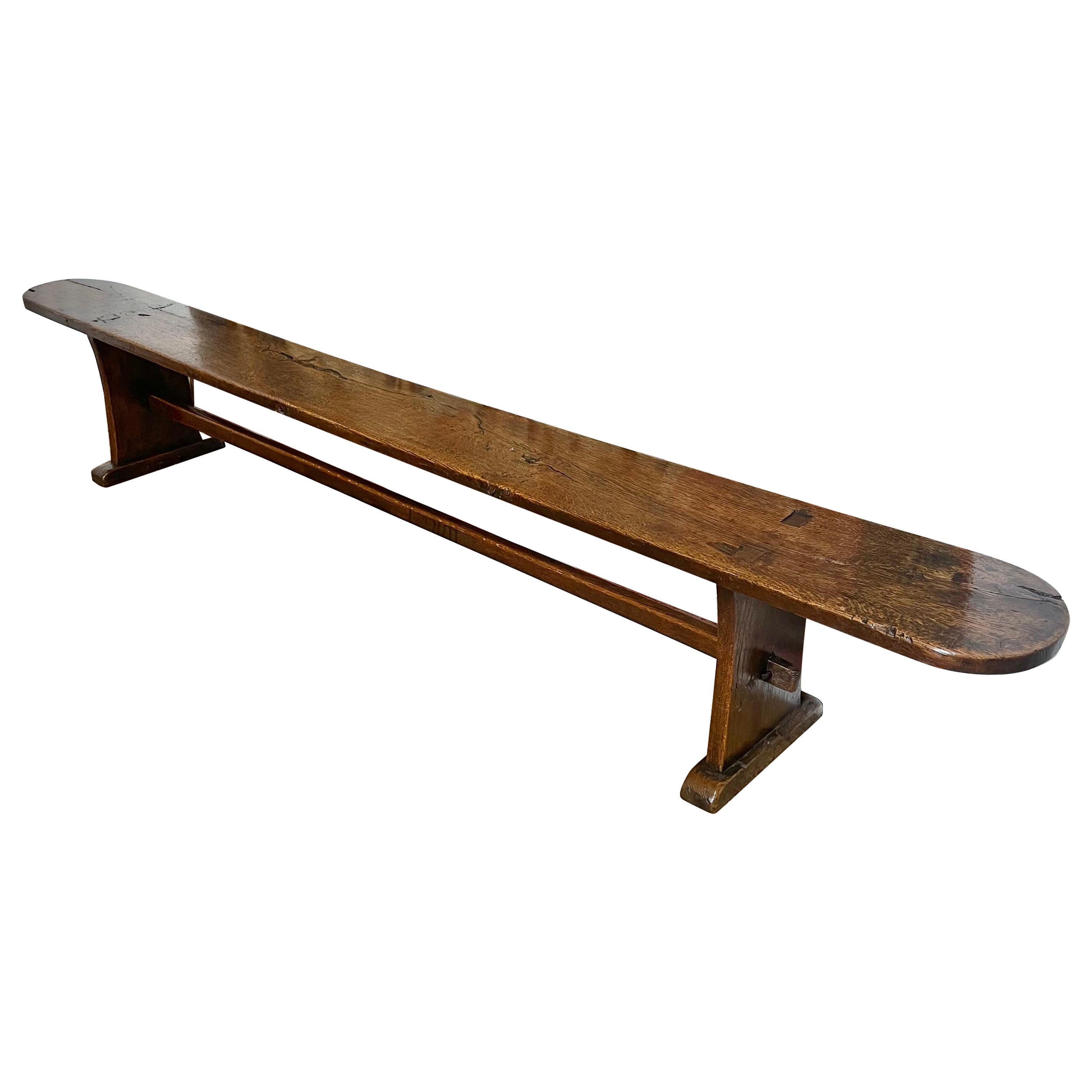 Long 19th century oak bench 3m 