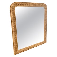 Large arched topped scrubbed oak wall mirror