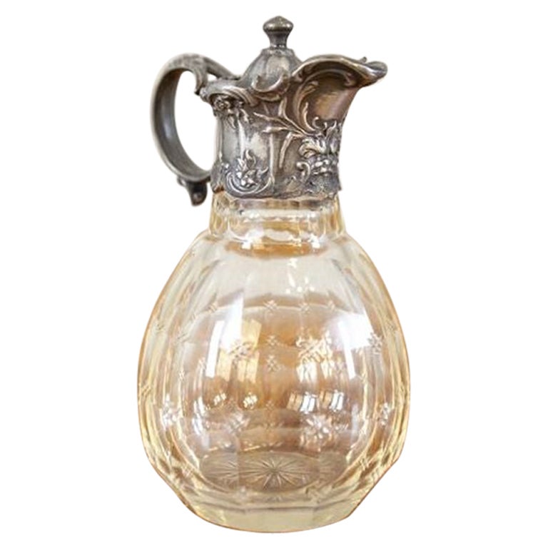 English Crystal Pitcher with Handle from the Turn of the Centuries For Sale