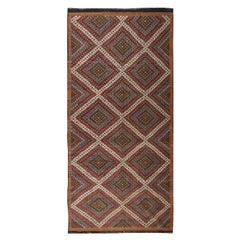 6x12.3 ft Vintage Jajim Kilim turco de lana, alfombra bohemia tejida a mano y bordada