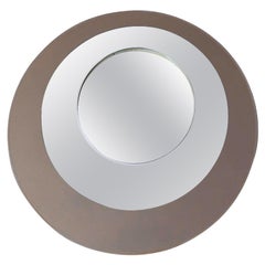 Mid-Century Modern Round Brown Glass Wall Mirror, Italy 1960s by Cristal Art