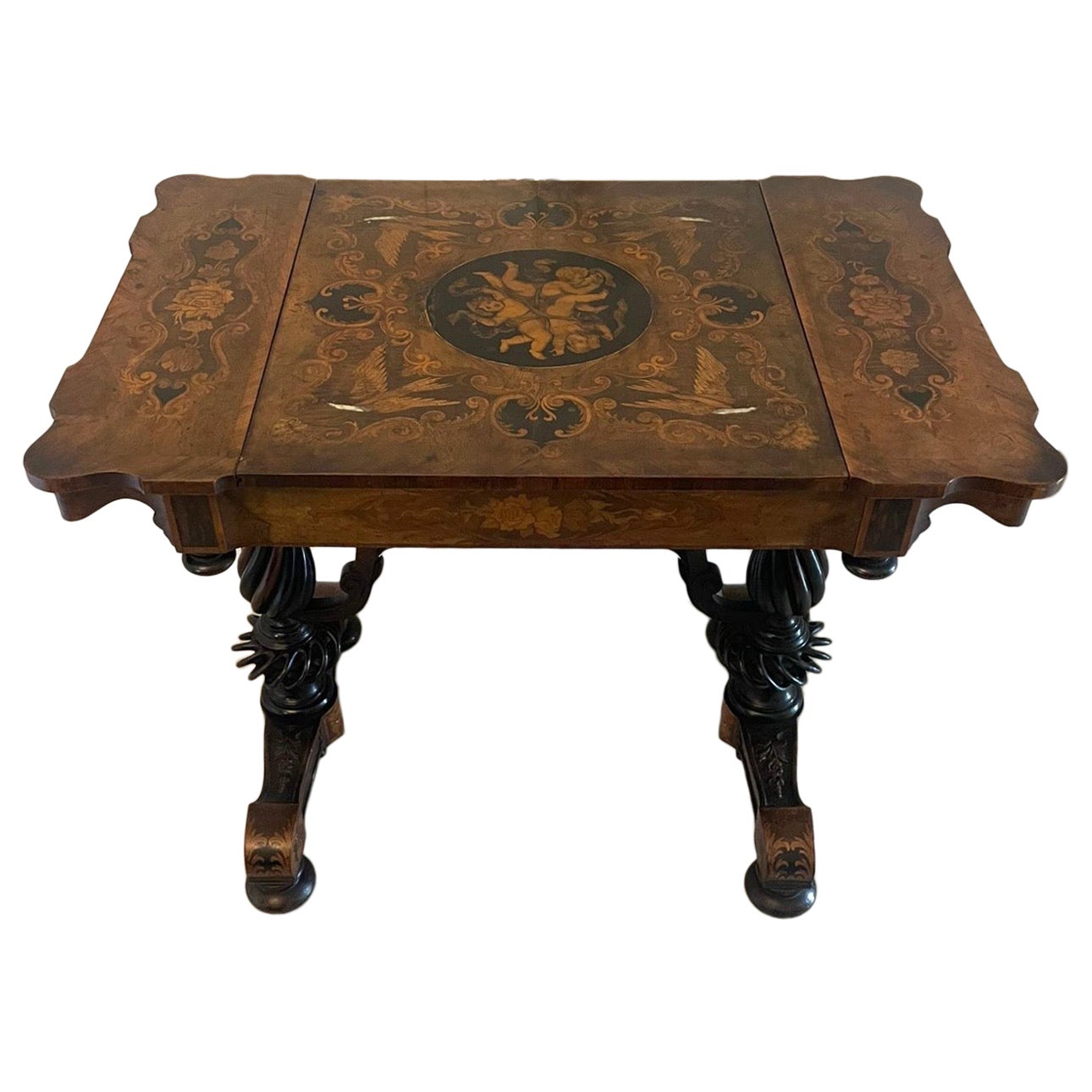 Outstanding Quality Antique Victorian Marquetry Inlaid Burr Walnut Games Table