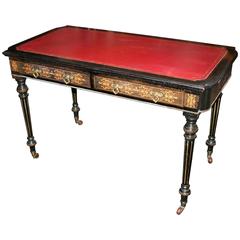 Victorian Edwards & Roberts Ebonized and Brass Centre Library Table