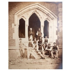 Photographie vintage originale d'ouvriers de construction. C.1870