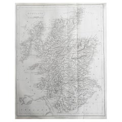  Mapa original antiguo de Escocia por Becker. C.1850 