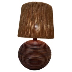 Round Rattan Lamp with Rope Lampshade in the Style of Adrien Adoux Frida Minet