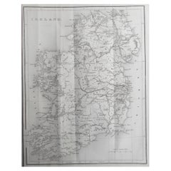 Original Antique Map of Ireland by Hughes. C.1850