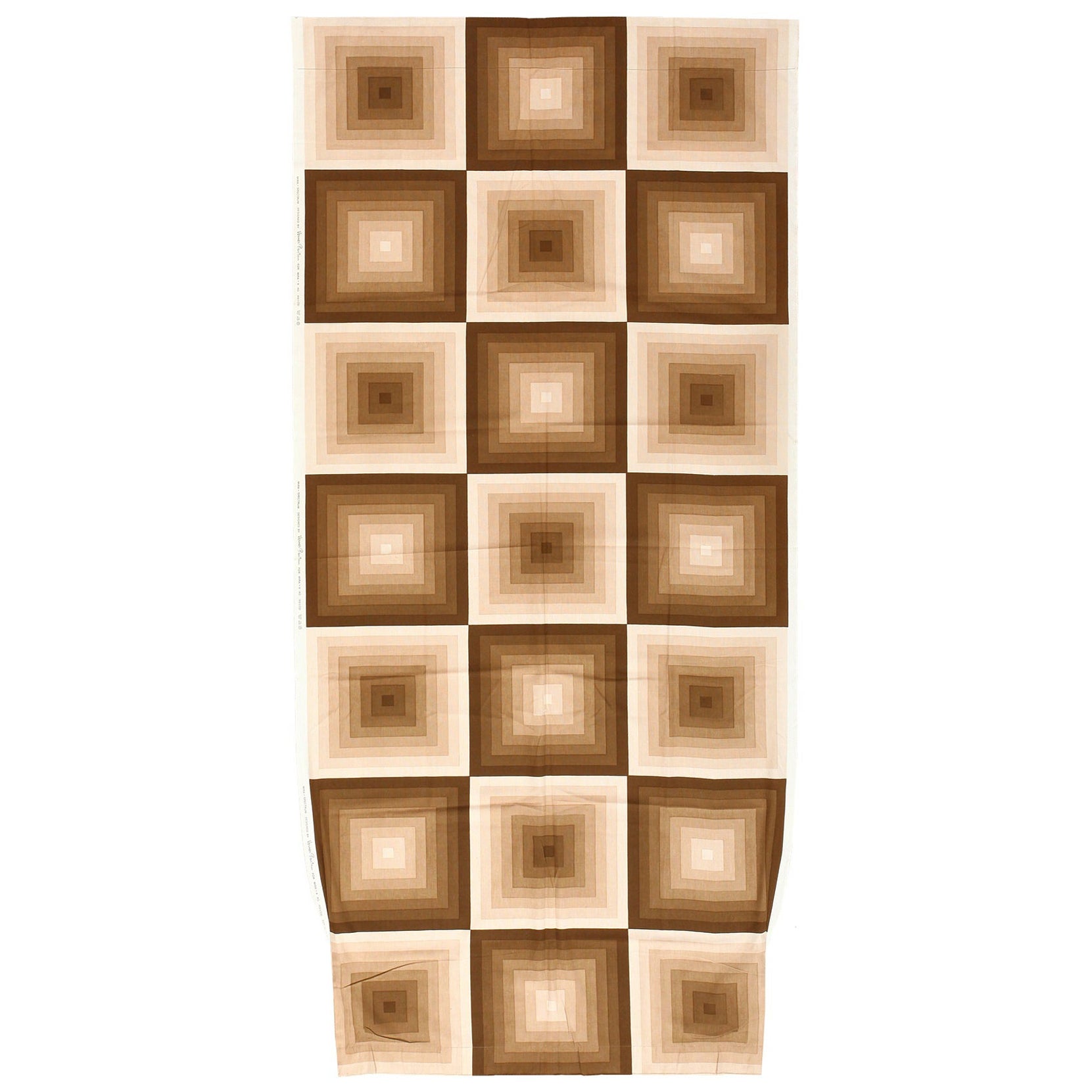 Vintage Scandinavian Verner Panton Brown and Tan Quadrat Textile 4' x 8'7" For Sale