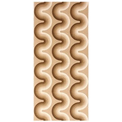 Vintage Neutral Brown And Tan Color “Kurve” Verner Panton Textile 4'1" x 8'8"