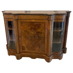 Credenza/Escritorio Victoriano Antiguo con Incrustaciones de Nogal de Magnífica Calidad