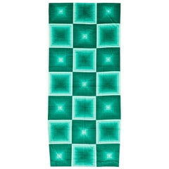 Mid Century Modern Vintage Green Verner Panton “Quadrat” Textile 3'10" x 8'9"
