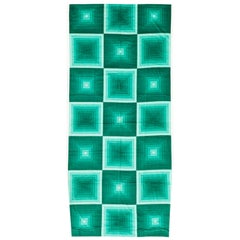 Mid Century Modern Vintage Green Verner Panton “Quadrat” Textile 3'10" x 8'9"