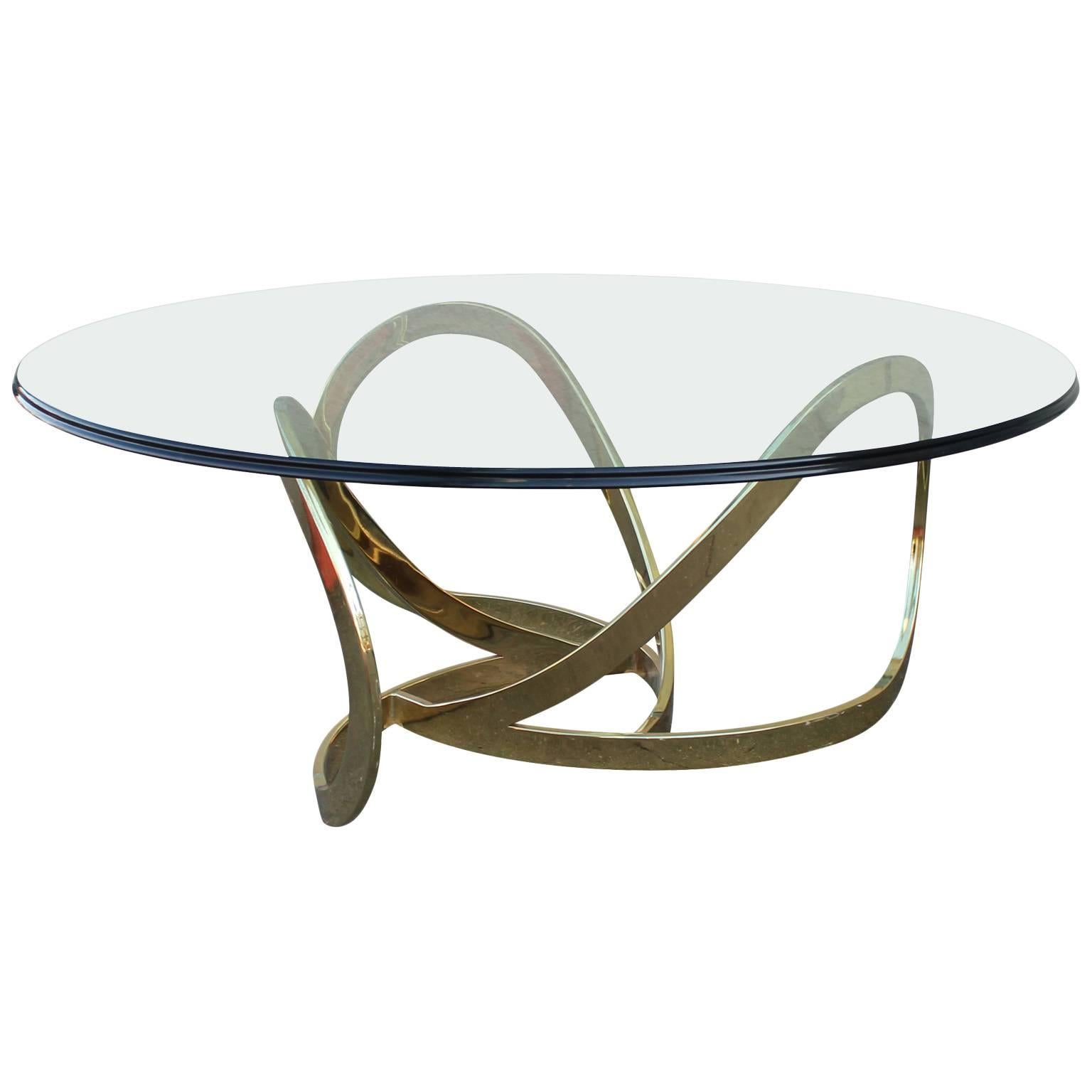 Sculptural Brass Ribbon Coffee Table