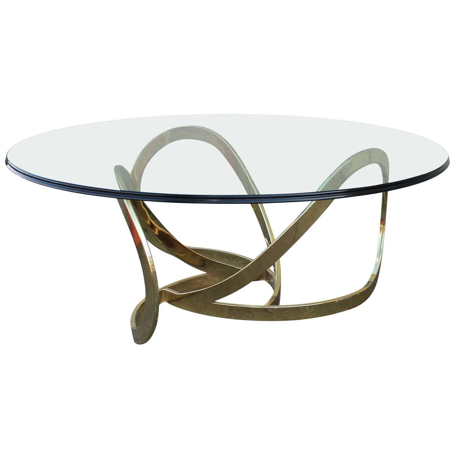 Sculptural Brass Ribbon Coffee Table at 1stdibs