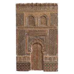 19th Cent Spanish Framed Plaster Model of a Moorish Doorway Typical of Grenade