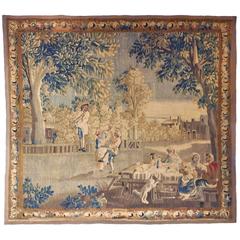 18th Century French Aubusson Pastoral Tapestry "La Fete" with Original Border
