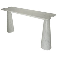 Retro Angelo Mangiarotti Console Eros Skipper Italy Rectangular Carrara Marble 1970s