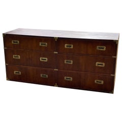 Retro Mid Century Henredon Campaign Dresser with Six Drawers