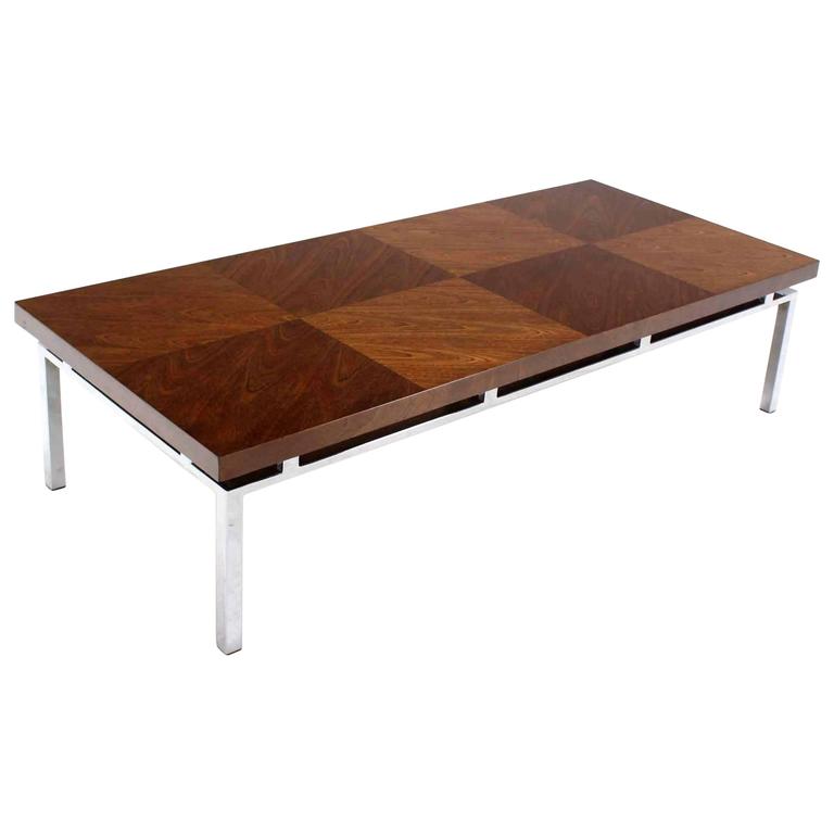 Walnut Patchwork Large Checker Pattern Top Large Rectangle Coffee Table For Sale at 1stDibs