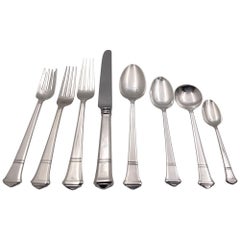 Used Tiffany & Co. Sterling Silver 1923 65-Piece Windham Flatware Set Art Deco Style