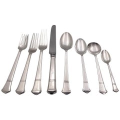 Tiffany & Co. Sterling Silver 1923 65-Piece Windham Flatware Set Art Deco Style