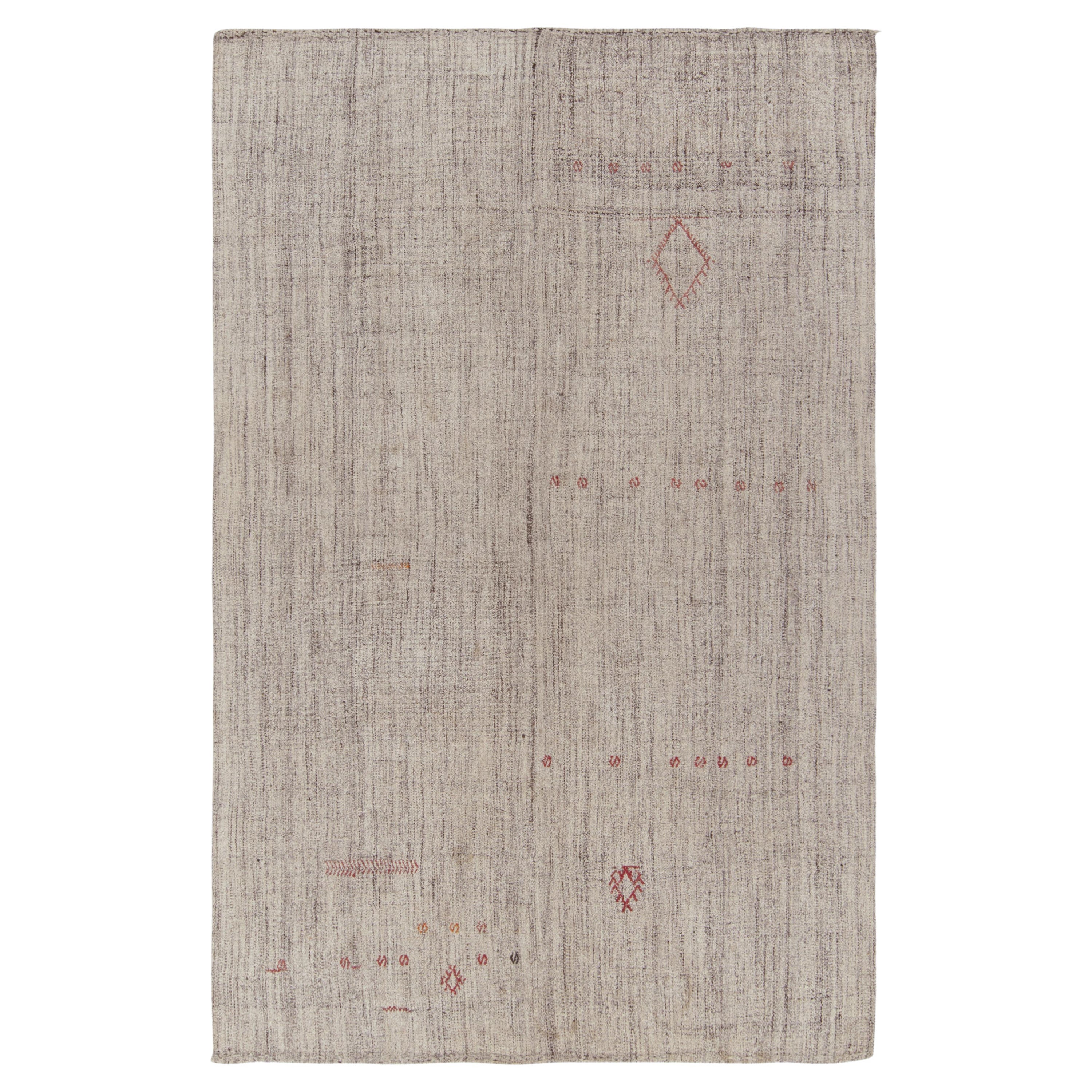 Tejido Plano Transicional Rug & Kilim's Modern Kilim Striped Beige Gray and Green