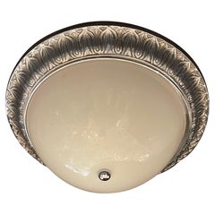 Wonderful Sherle Wagner French Polished Nickel Glass Dome Flush Mount Fixture